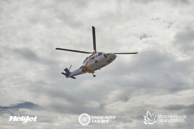 Maple Hope Foundation, Helijet, and the Ukrainian World Congress deliver lifesaving medical helicopter to Ukraine